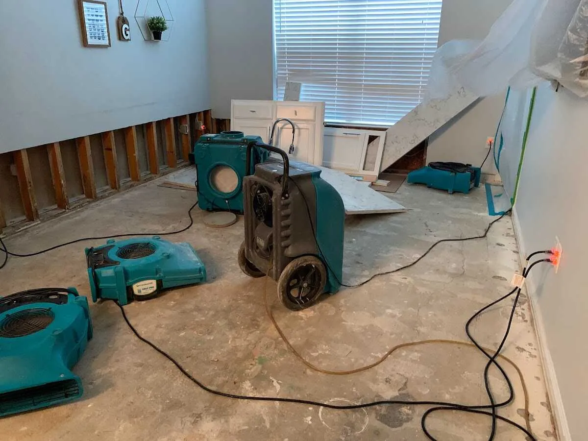 Dehumidifier in flood-cut room for Water Extraction & Removal in Hutchins